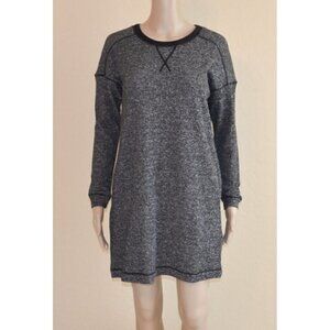 Armani Exchange French Terry Marled Sweatshirt Tunic Dress Gray Pockets Sz XS